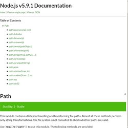 Path Node.js v5.9.1 Manual & Documentation