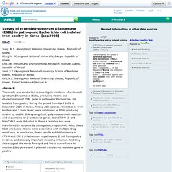 Korean Journal of Veterinary Research - SEPT 2008 - Survey of extended-spectrum β-lactamase (ESBL) in pathogenic Escherichia coli isolated from poultry in Korea