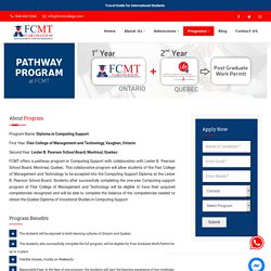 Pathway Program in Computing Support - FCMT