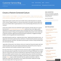 Create a Patient-Centered Culture