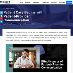 Patient Care Begins with Patient-Provider Communication