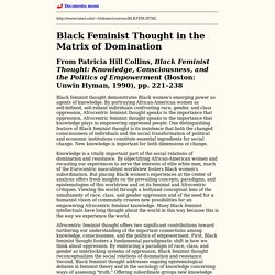 Patricia Hill Collins, Black Feminist Thought in the Matrix of Domination