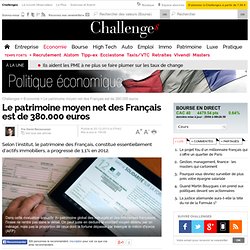 Le patrimoine moyen net des Français est de 380.000 euros