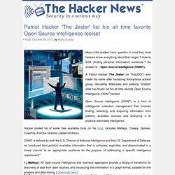 Patriot Hacker 'The Jester' list his all time favorite Open Source Intelligence toolset