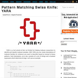 Pattern Matching Swiss Knife: YARA