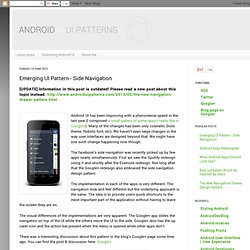 Emerging UI Pattern - Side Navigation