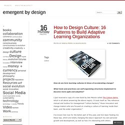 How to Design Culture: 16 Patterns to Build Adaptive Learning Organizations