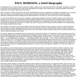 PAUL ROBESON, a brief biography