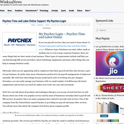 Paychex Time and Labor Online Support: My Paychex Login