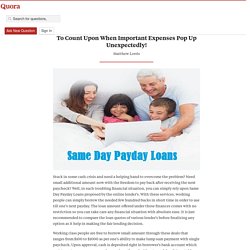 Same Day Payday Loans – A Quick Financial Sourc... - Instant Same Day Payday Loans - Quora
