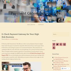 E-Check Payment Gateway for Your High Risk Business – Payment Gateway Providers