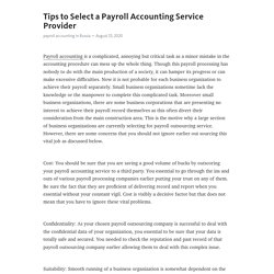 Tips to Select a Payroll Accounting Service Provider