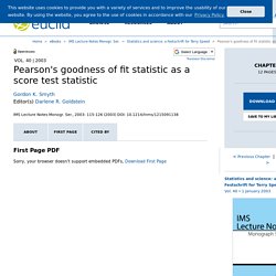 Smyth: Pearson's goodness of fit statistic as a score test statistic