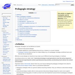 Pedagogic strategy - EduTech Wiki