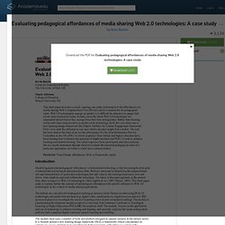 Evaluating pedagogical affordances of media sharing Web 2.0 technologies: A case study