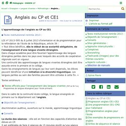 Anglais au CP et CE1 - Pédagogie - Direction des services départementaux de l'éducation nationale de Charente-Maritime