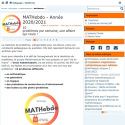 MATHebdo - Pédagogie - Direction des services départementaux de l'éducation nationale de la Vienne