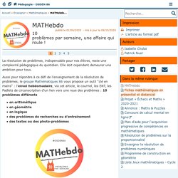 MATHebdo - Pédagogie - Direction des services départementaux de l'éducation nationale de la Vienne