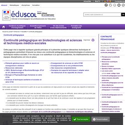 Continuité pédagogique - Continuité pédagogique en biotechnologies et sciences et techniques médico-sociales
