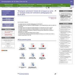 "Enseigner autrement l'étude de la langue au cycle 3." Compte-rendu de l'animation pédagogique du 20.03.2013