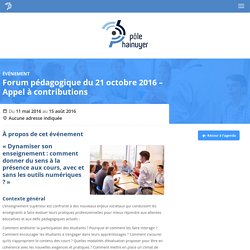 Forum pédagogique du 21 octobre 2016 – Appel à contributions – Pôle hainuyer