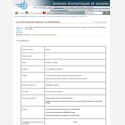 Espace pédagogique : sciences économiques et sociales - la société salariale fragilisée, la désaffiliation
