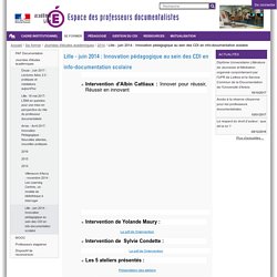 Lille - juin 2014 : Innovation pédagogique au sein des CDI en info-documentation scolaire