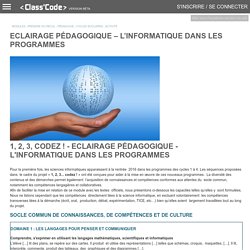 Eclairage pédagogique – L’informatique dans les programmes