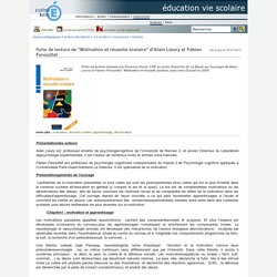 éducation vie Scolaire - fiche de lecture de "Motivation et réussite scolaire" d'Alain Lieury et Fabien Fenouillet