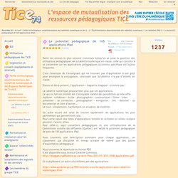 Tice 74 - Site des ressources pédagogiques TICE - Le potentiel pédagogique de 165 applications iPad