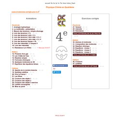 PCCL - Physique Chimie pour la quatrieme - 4e - 4eme - Soutien scolaire aux cours en animations pédagogiques flash interactives et exercices corrigés pour EPI : Chimie - Optique - Electricité - Atomes - Molécules - Pression - Compressibilité - Expansibili