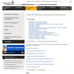 Ressources pédagogiques - Sites d'intérêt en sciences de l'information