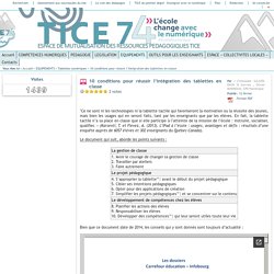 Tice 74 - Site des ressources pédagogiques TICE - 10 conditions pour réussir l’intégration des tablettes en classe