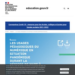 Les usages pédagogiques du numérique en situation pandémique durant la période de mars à juin 2020