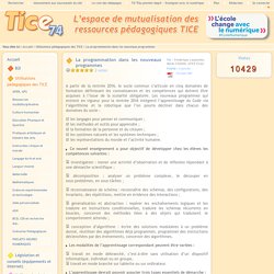 Tice 74 - Site des ressources pédagogiques TICE - La programmation dans les nouveaux programmes