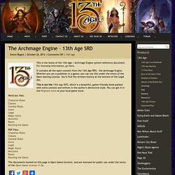 Pelgrane Press Ltd » Blog Archive » The Archmage Engine – 13th Age SRD