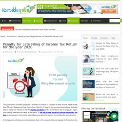 Penalty for Late Filing of Income Tax Return for the year 2020