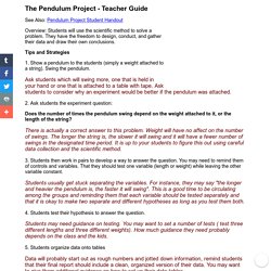 Pendulum Project - Teacher Guide