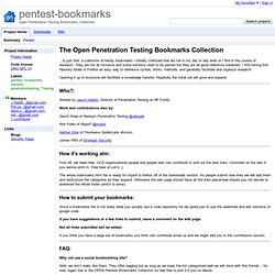 pentest-bookmarks - Open Penetration Testing Bookmarks Collection