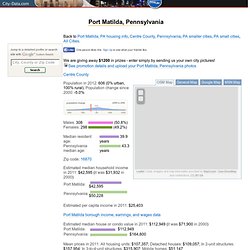 Port Matilda, Pennsylvania (PA 16870) profile: population, maps, real estate, averages, homes, statistics, relocation, travel, jobs, hospitals, schools, crime, moving, houses, news