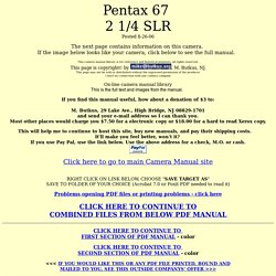 Pentax 67 SLR, Pentax 2 1/4 instruction manual, user manual, PDF manual, free manuals
