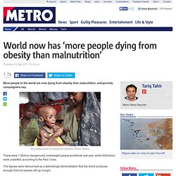 World now has 'more people dying from obesity than malnutrition'