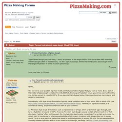 Percent hydration of pizza dough