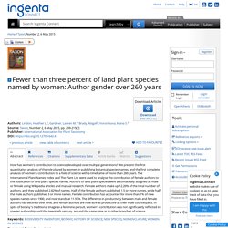 Fewer than three percent of land plant species named by women: Au...: Ingenta Connect