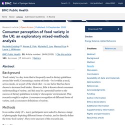BMC PUBLIC HEALTH 24/09/20 Consumer perception of food variety in the UK: an exploratory mixed-methods analysis