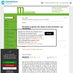 Perception et gestion des risques en Asie du Sud-Est : une introduction