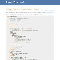 A Simple Neural Network (Perceptron) Implementation in Python