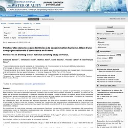 Eur. j. water qual. 43 (2012) 133–148 Perchlorates dans les eaux destinées à la consommation humaine. Bilan d’une campagne natio