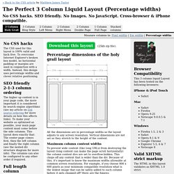 The Perfect 3 Column Liquid Layout: No CSS hacks. SEO friendly. iPhone compatible.