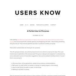 A Perfect Use for Personas — Users Know